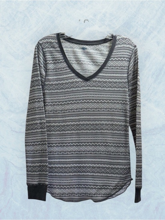 Old Navy Other - Old Navy Women's Grey Striped Thermal Sleep Shirt Large